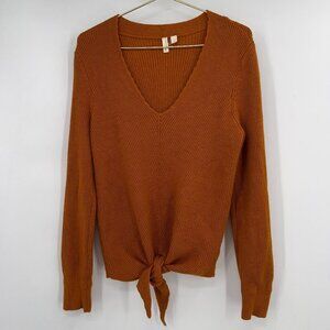 Anthropologie MOTH Rust Orange Tie-Front Sweater Size M